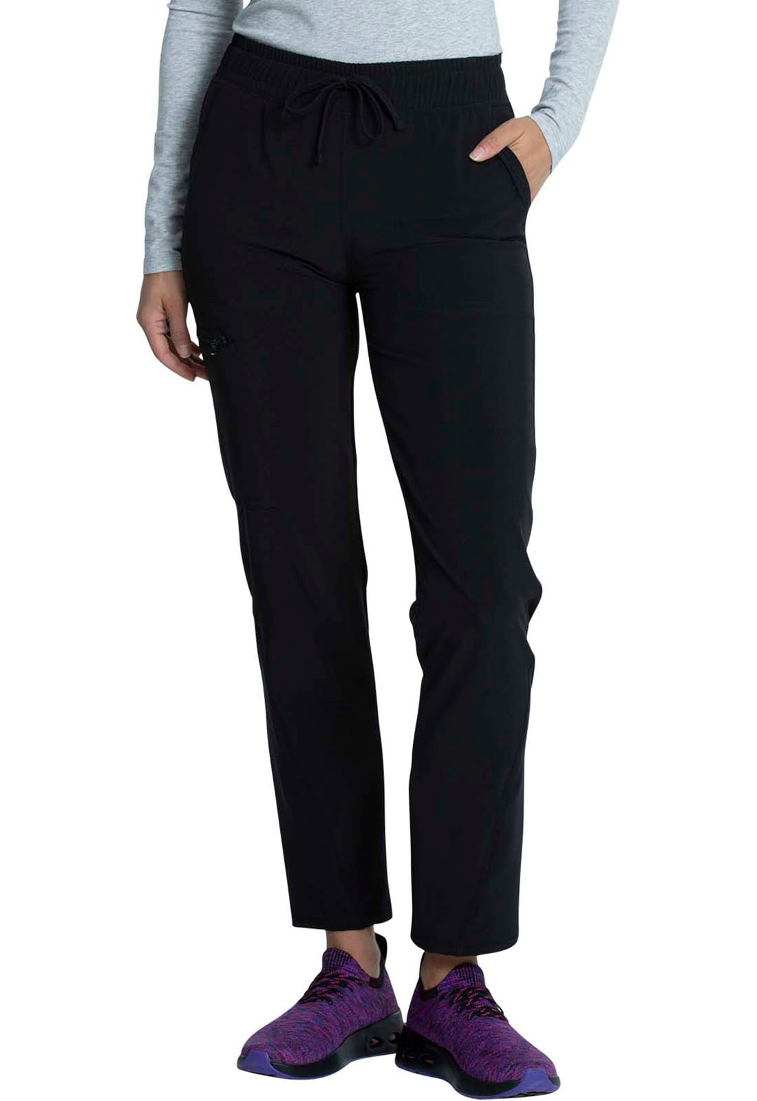 Women's Mid Rise Drawstring Tapered Leg Pant - Black