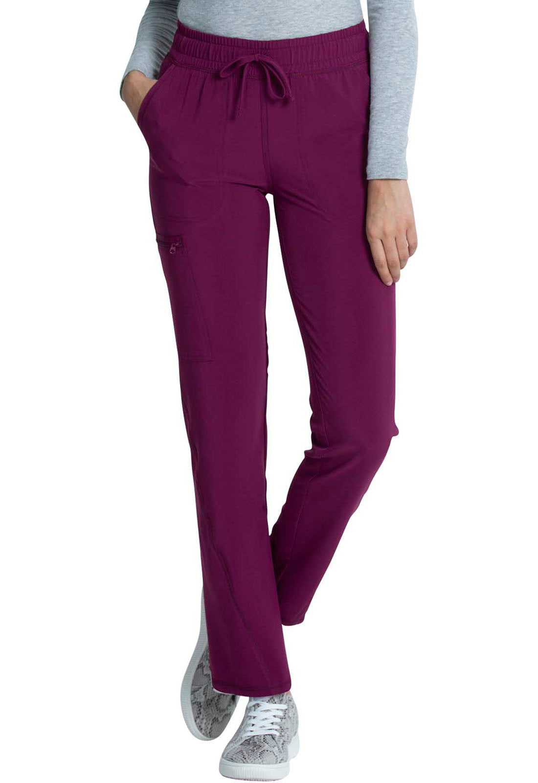 Women's Mid Rise Drawstring Tapered Leg Pant - Wine