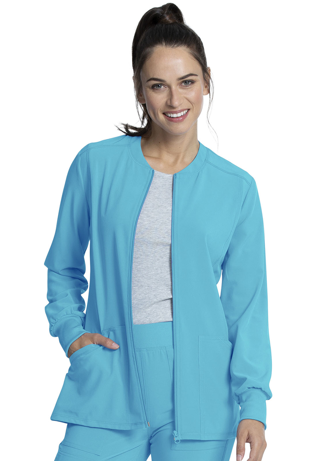 Women's Zip Front Jacket - Teal Blue