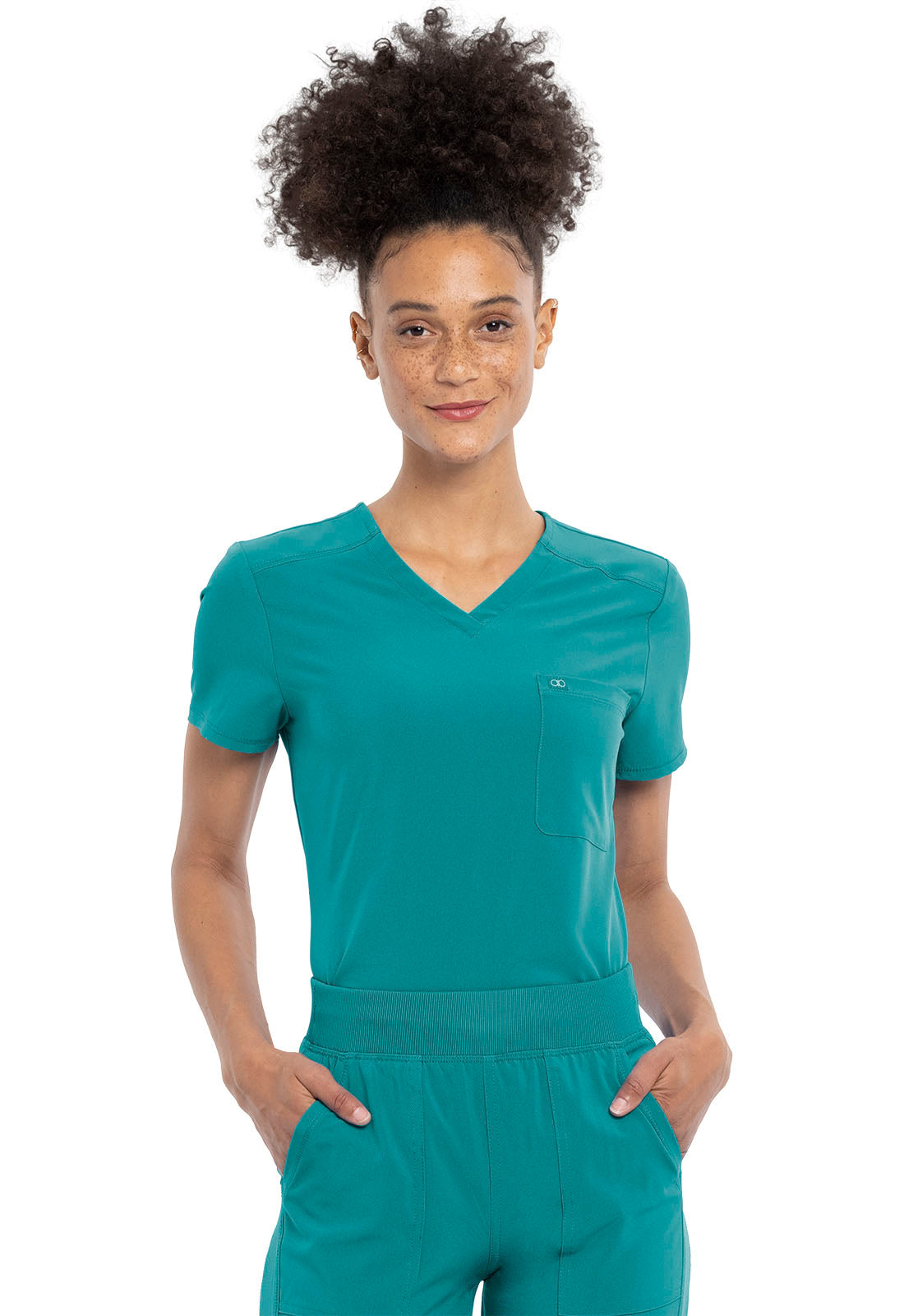 Women's Tuckable V-Neck Top - Teal Blue