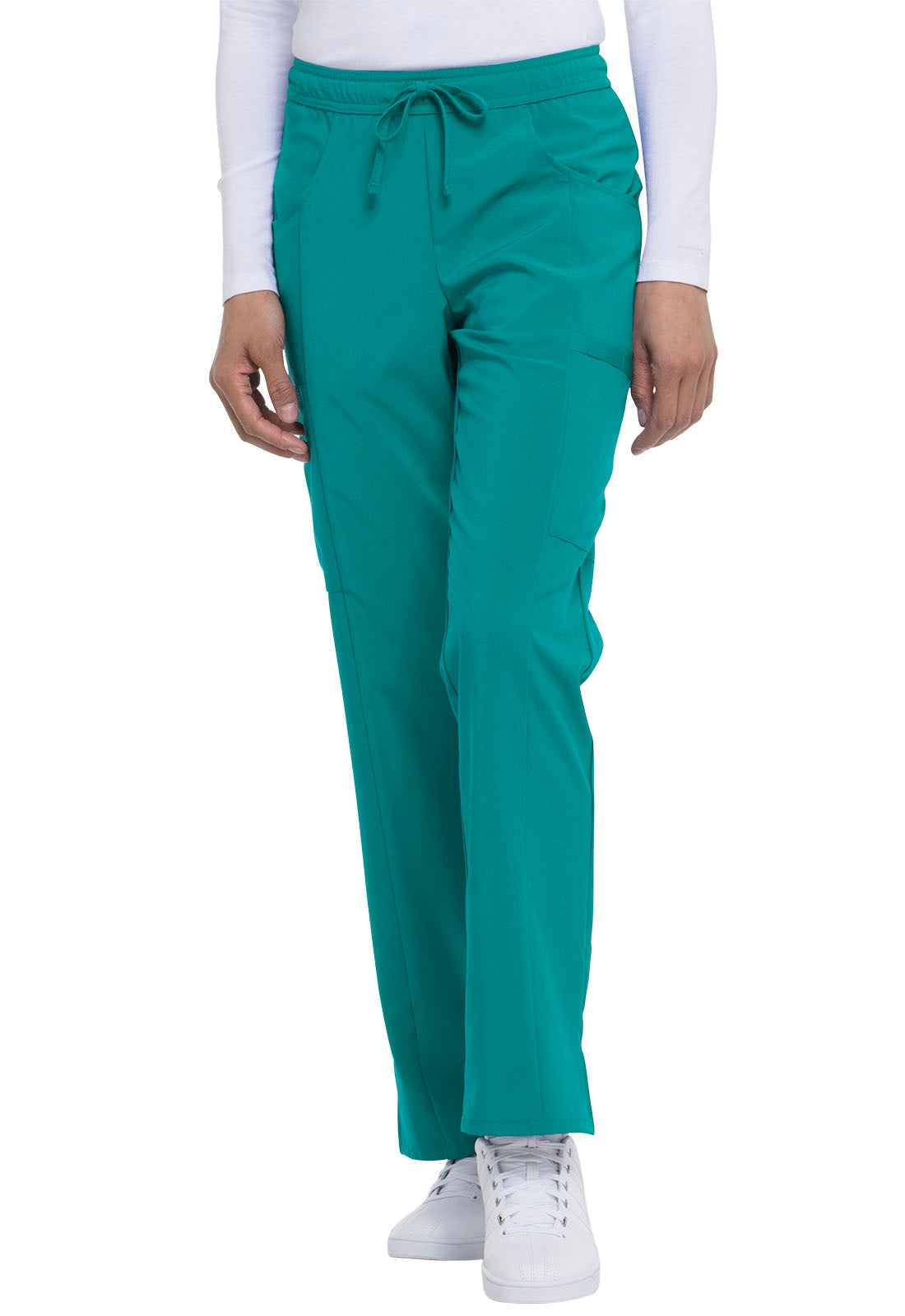 Women's Mid Rise Straight Leg Drawstring Pant - Teal Blue