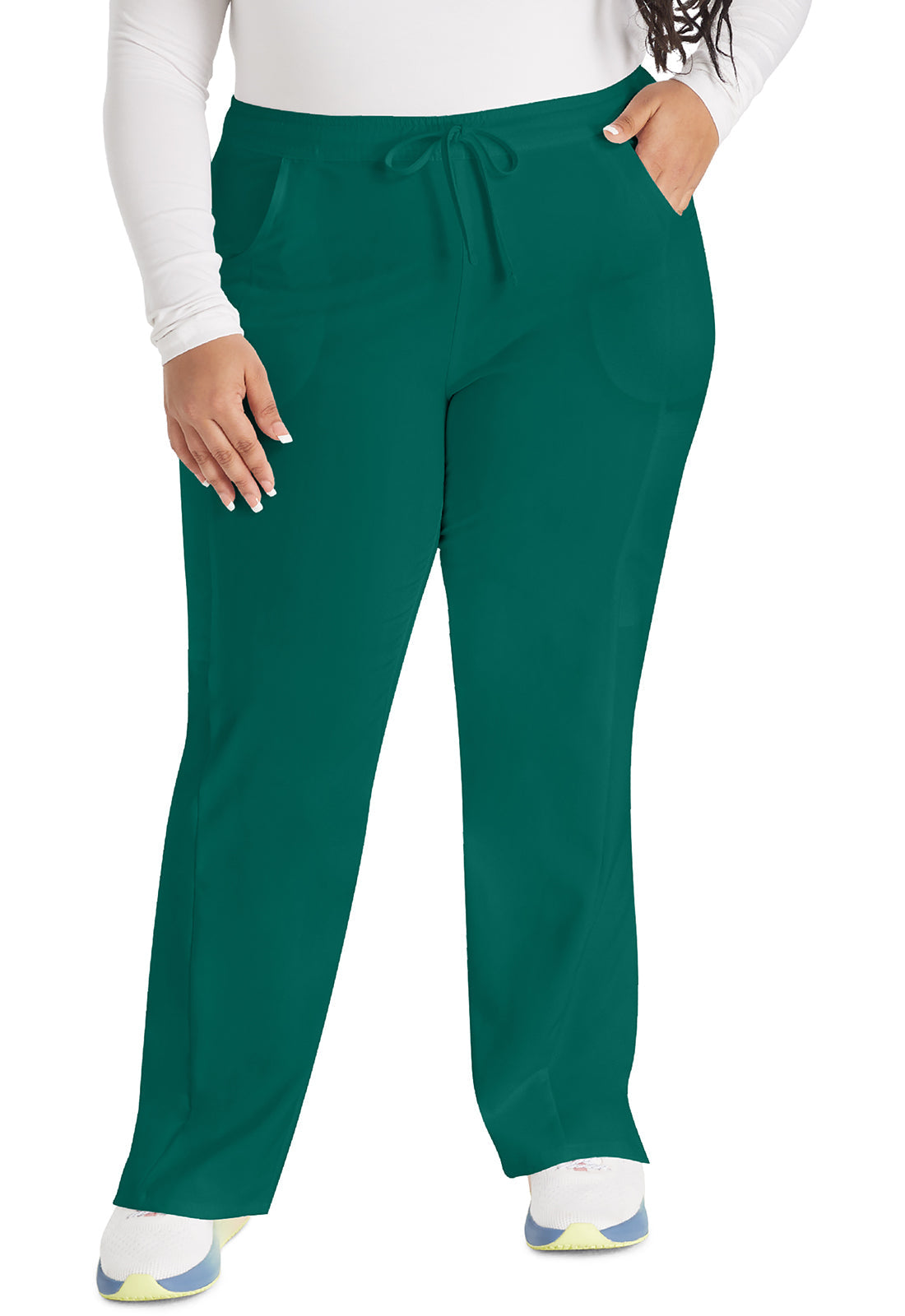Women's Mid Rise Straight Leg Drawstring Pant - Hunter Green