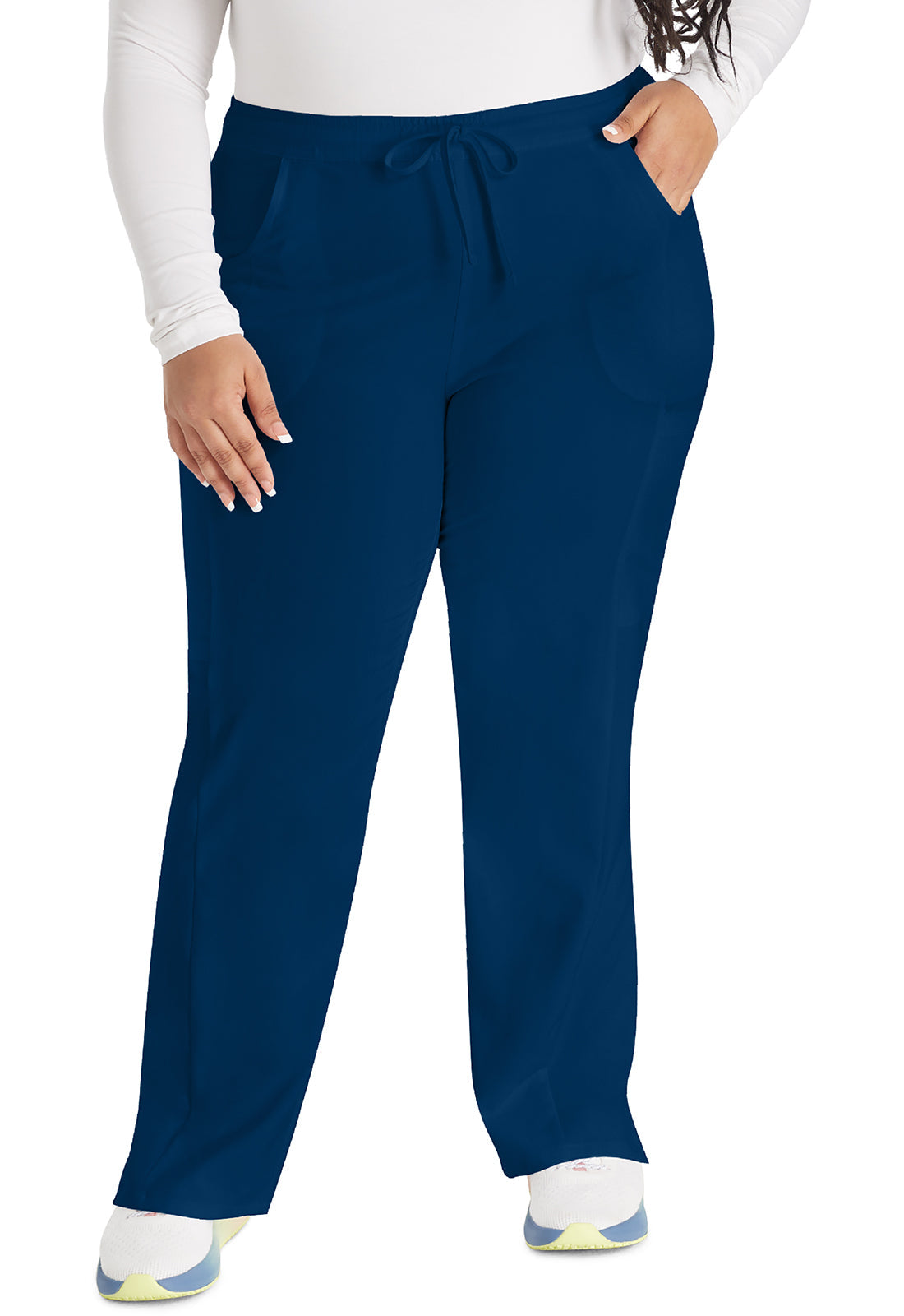 Women's Mid Rise Straight Leg Drawstring Pant - Navy