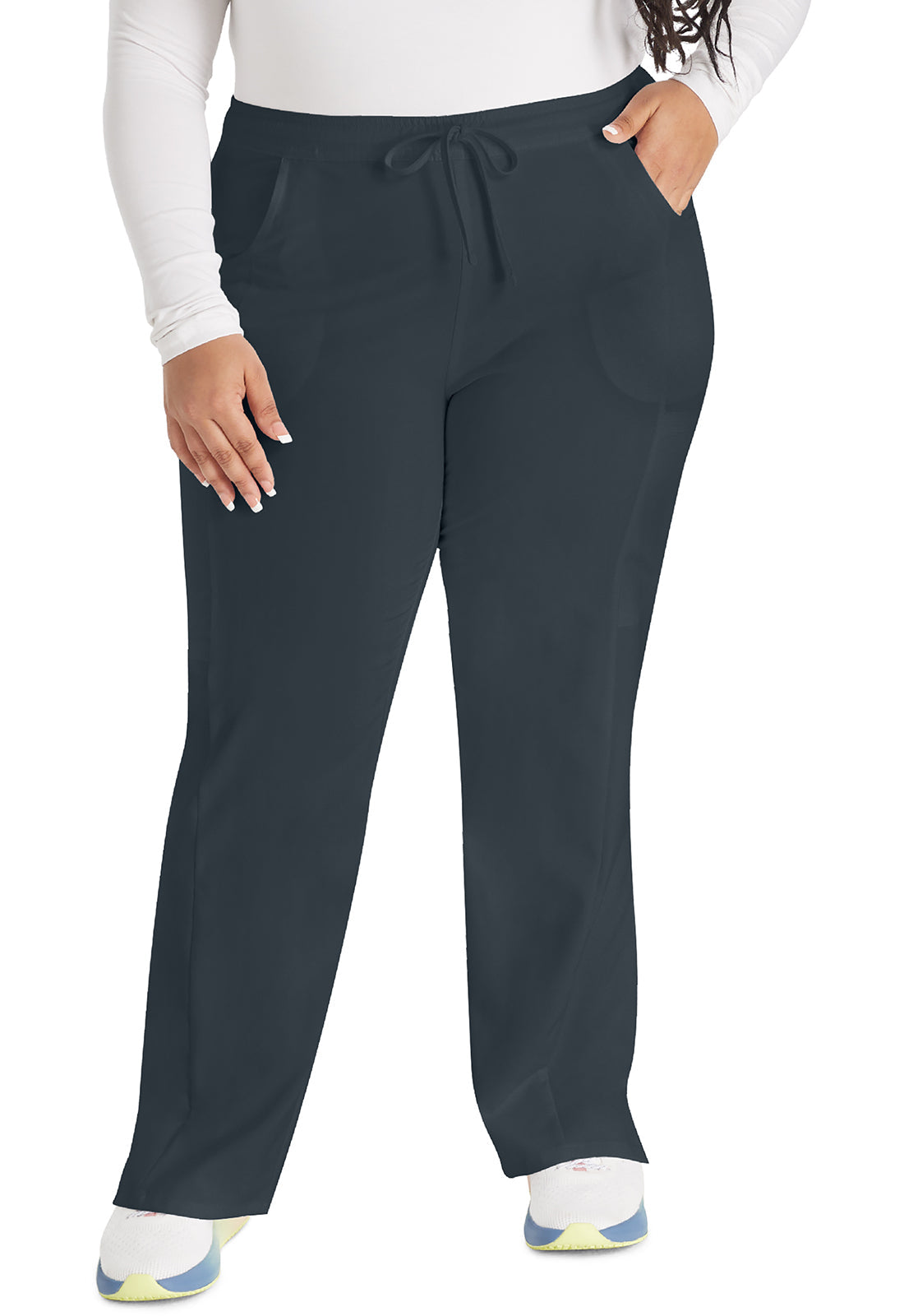 Women's Mid Rise Straight Leg Drawstring Pant - Pewter