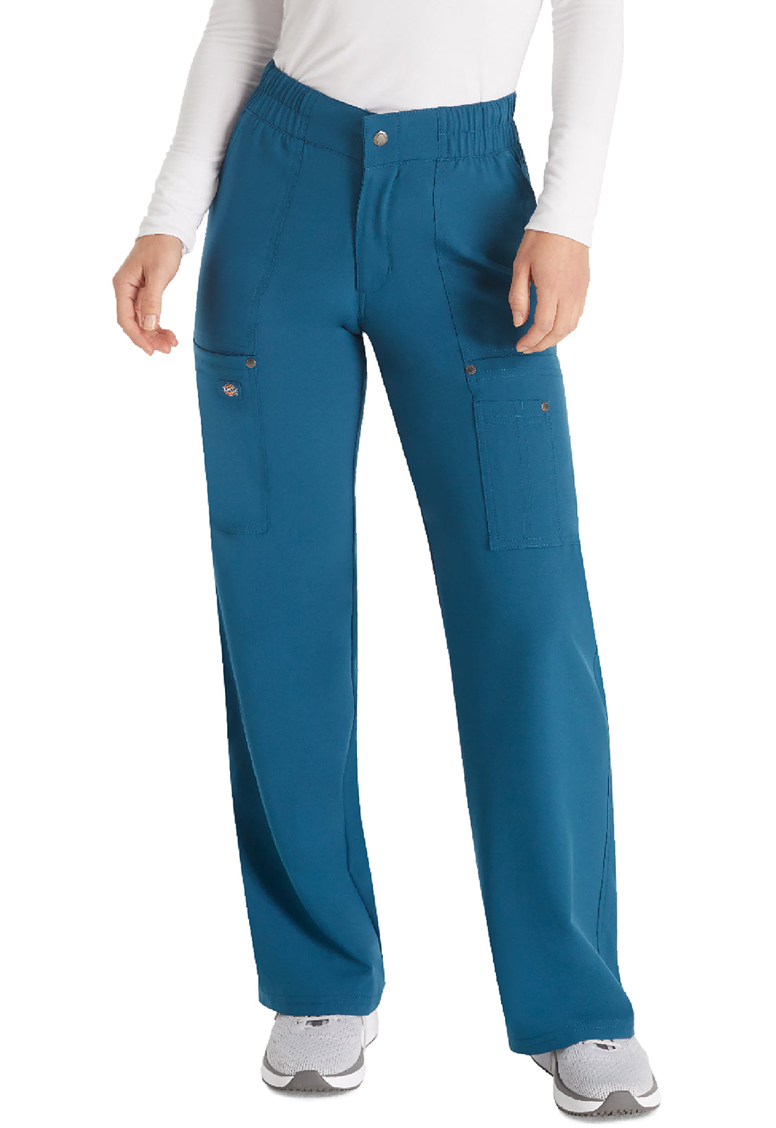 Women's Mid Rise Zip Fly Wide Leg Cargo Pant - Caribbean Blue