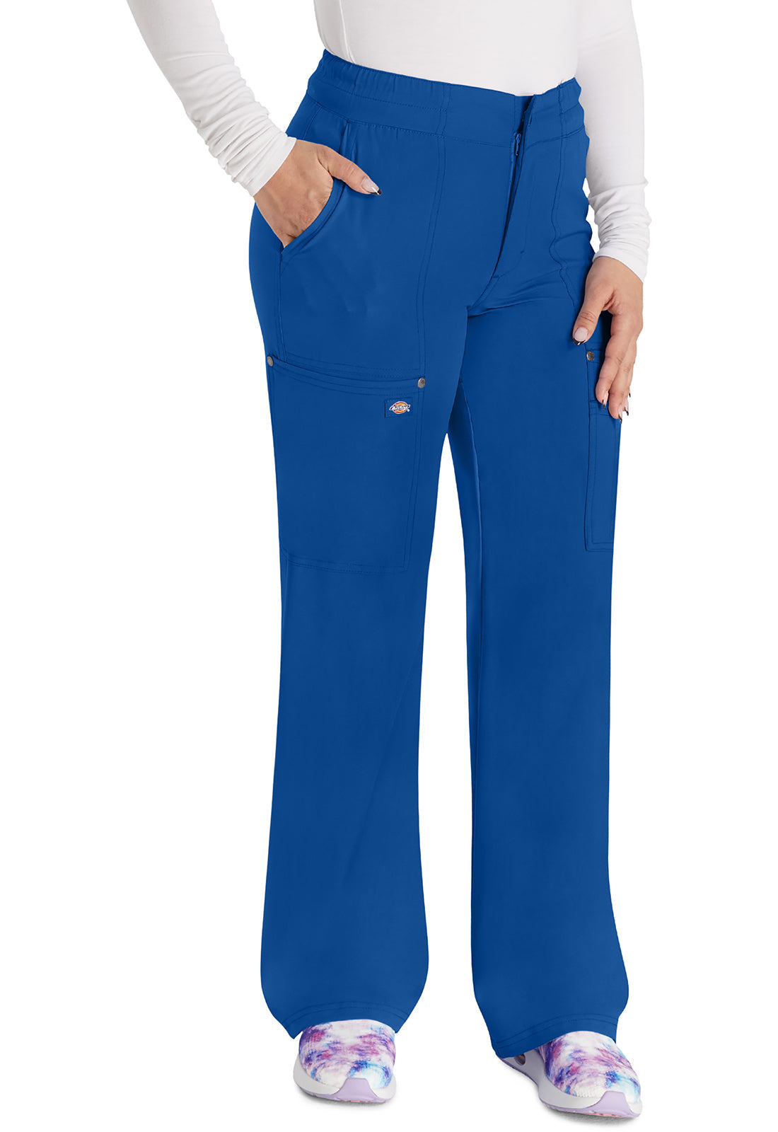Women's Mid Rise Zip Fly Wide Leg Cargo Pant - Galaxy Blue