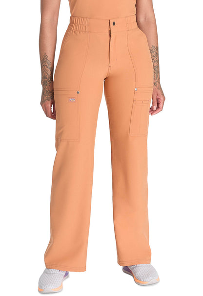 Women's Mid Rise Zip Fly Wide Leg Cargo Pant - Ginger Glow