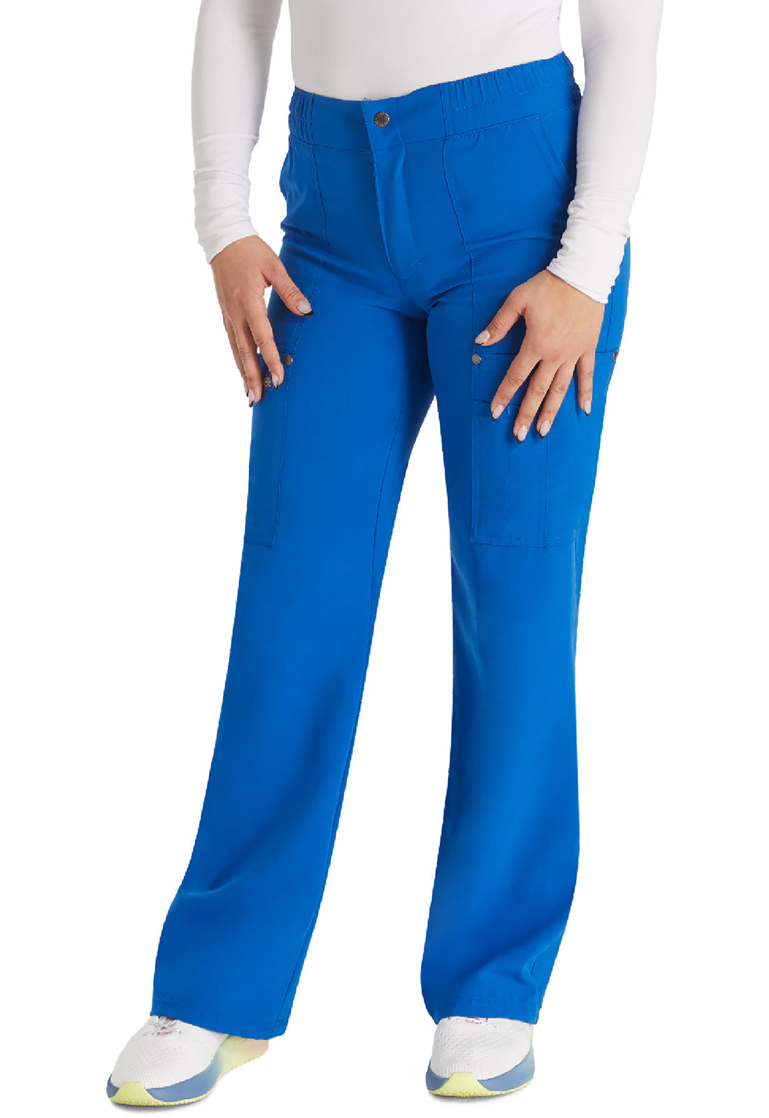 Women's Mid Rise Zip Fly Wide Leg Cargo Pant - Royal