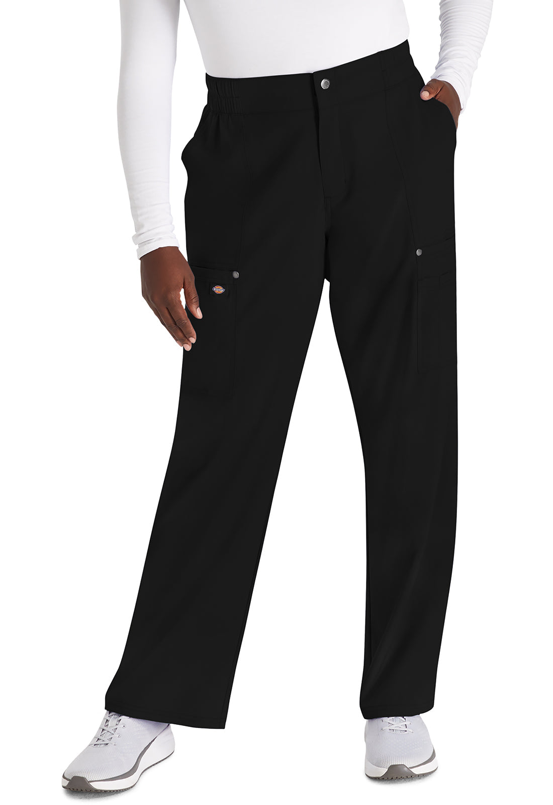 Women's Mid Rise Zip Fly Wide Leg Cargo Pant - Black