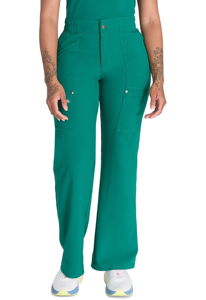 Women's Mid Rise Zip Fly Wide Leg Cargo Pant - Hunter Green
