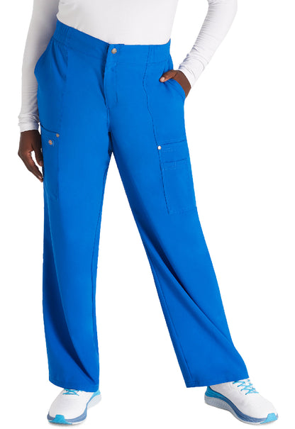 Women's Mid Rise Zip Fly Wide Leg Cargo Pant - Royal