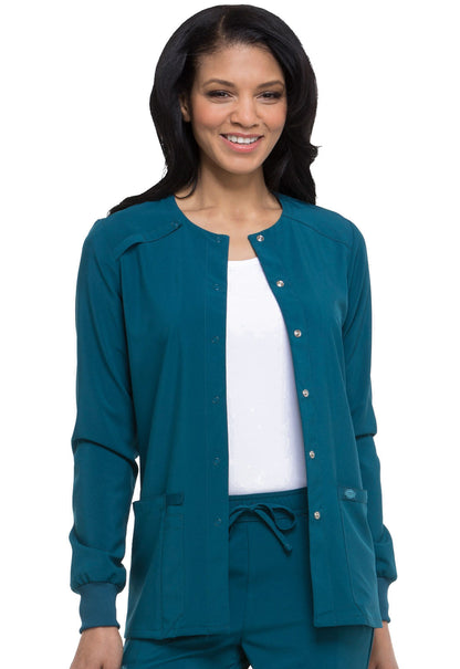 Women's Snap Front Warm-up Jacket - Caribbean Blue