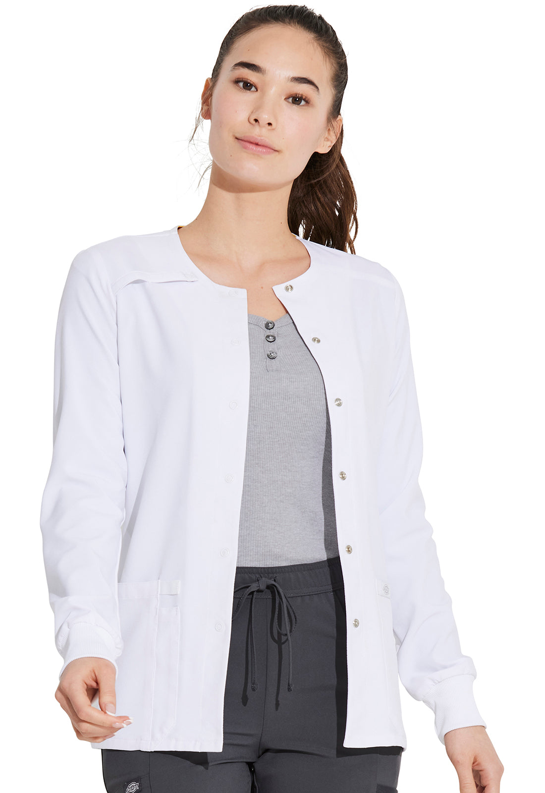 Women's Snap Front Warm-up Jacket - White