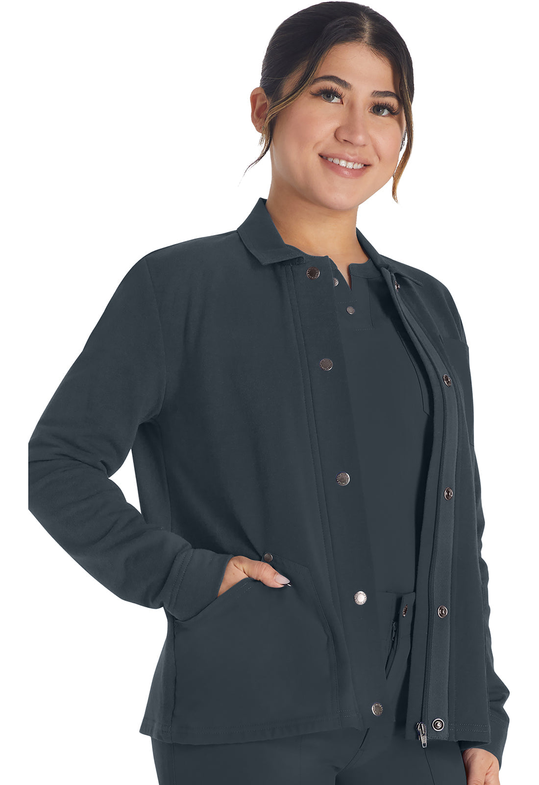 Women's Zip Front Fleece Jacket - Pewter