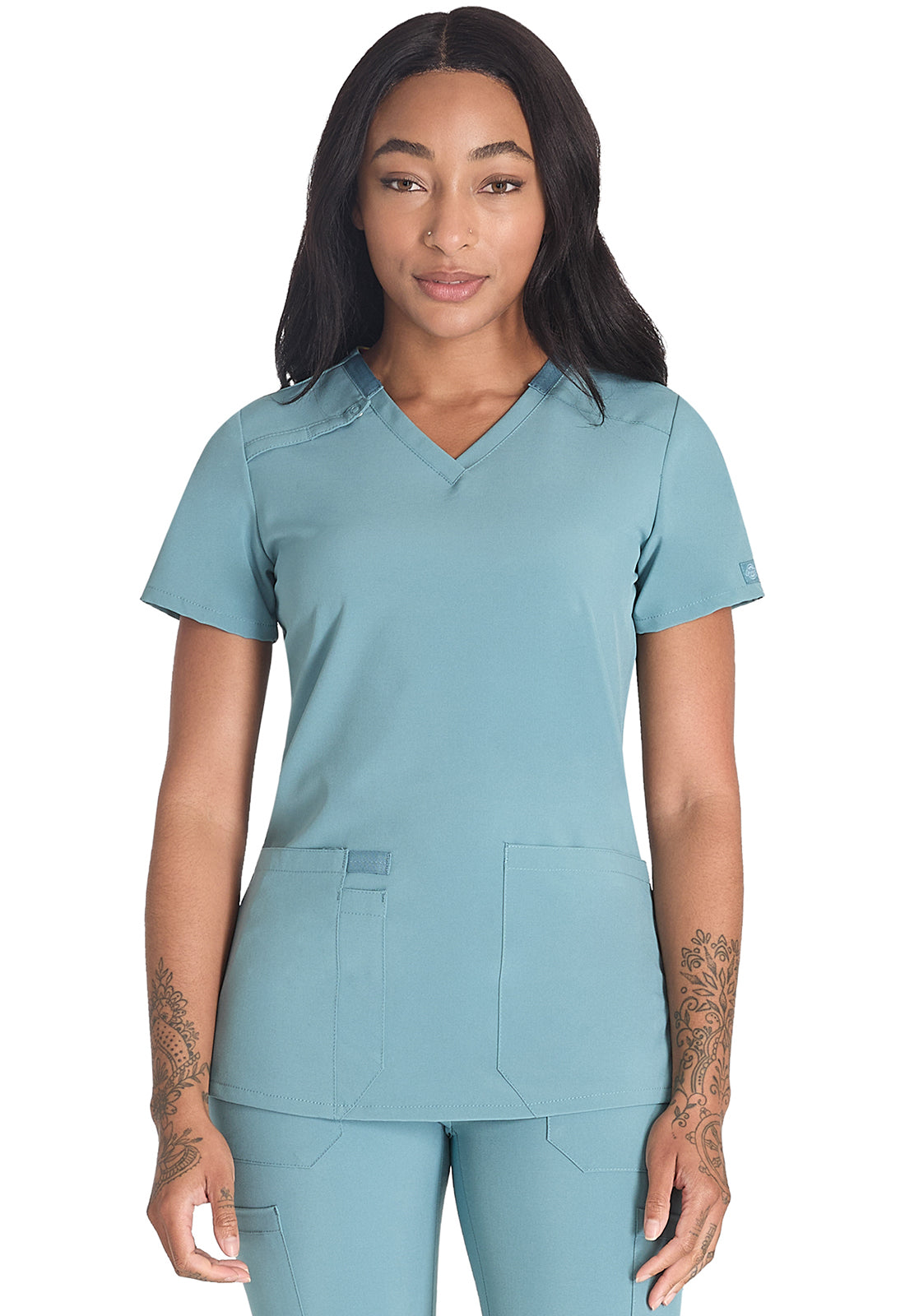 Women's V-Neck Top - Mineral Blue