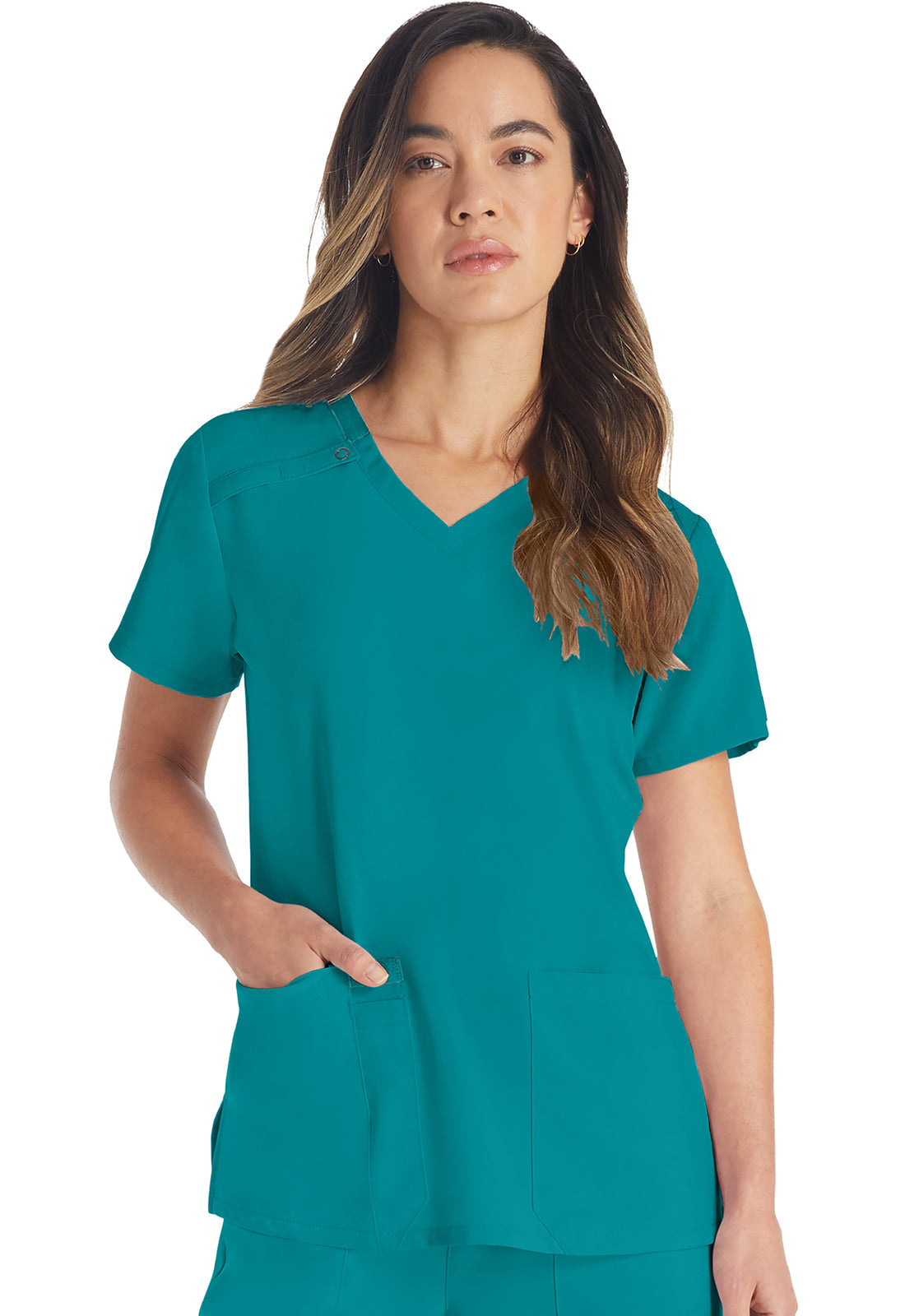 Women's V-Neck Top - Teal Blue