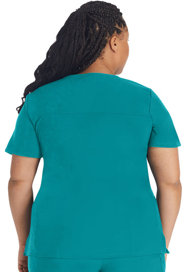 Women's Mock Wrap Top - Teal Blue