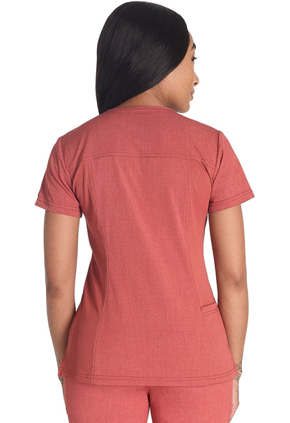 Women's Notched V-Neck Top - Heather Clay
