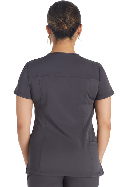 Women's Notched V-Neck Top - Pewter