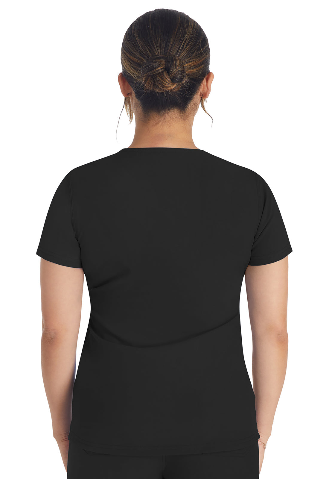 Women's Round Neck Henley Top - Black