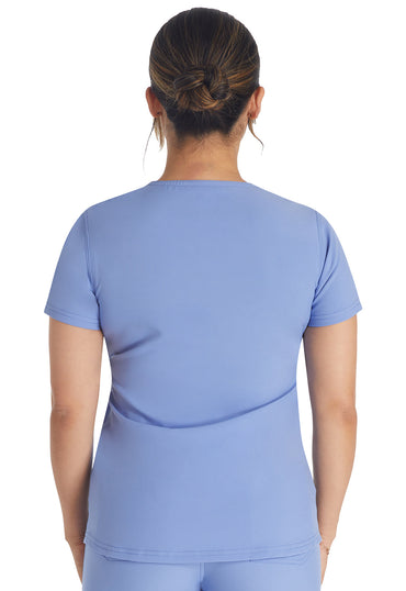 Women's Round Neck Henley Top - Ciel