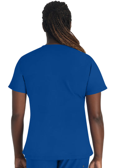 Women's Round Neck Henley Top - Galaxy Blue