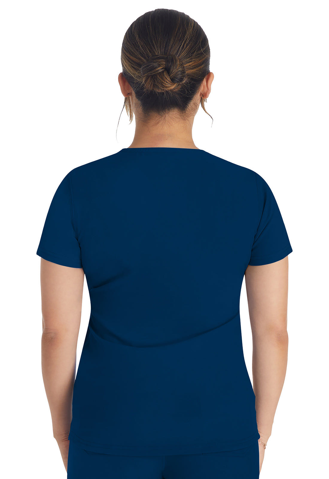 Women's Round Neck Henley Top - Navy