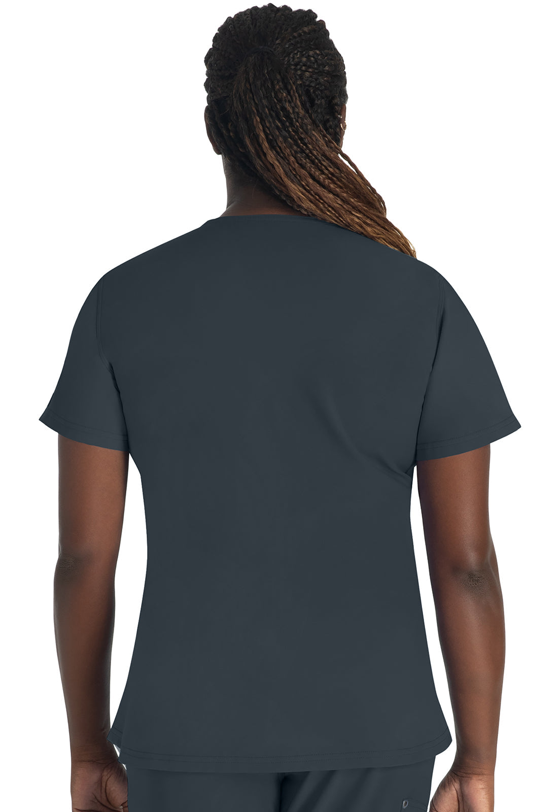 Women's Round Neck Henley Top - Pewter