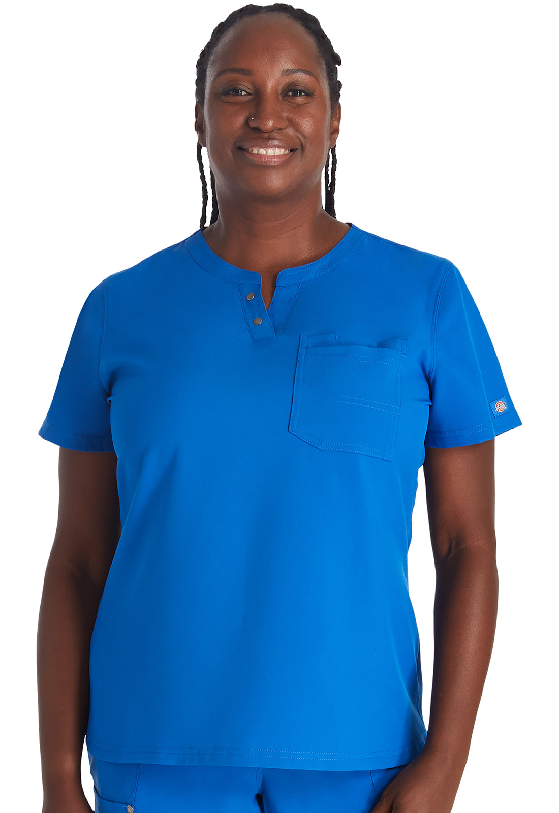 Women's Round Neck Henley Top - Royal