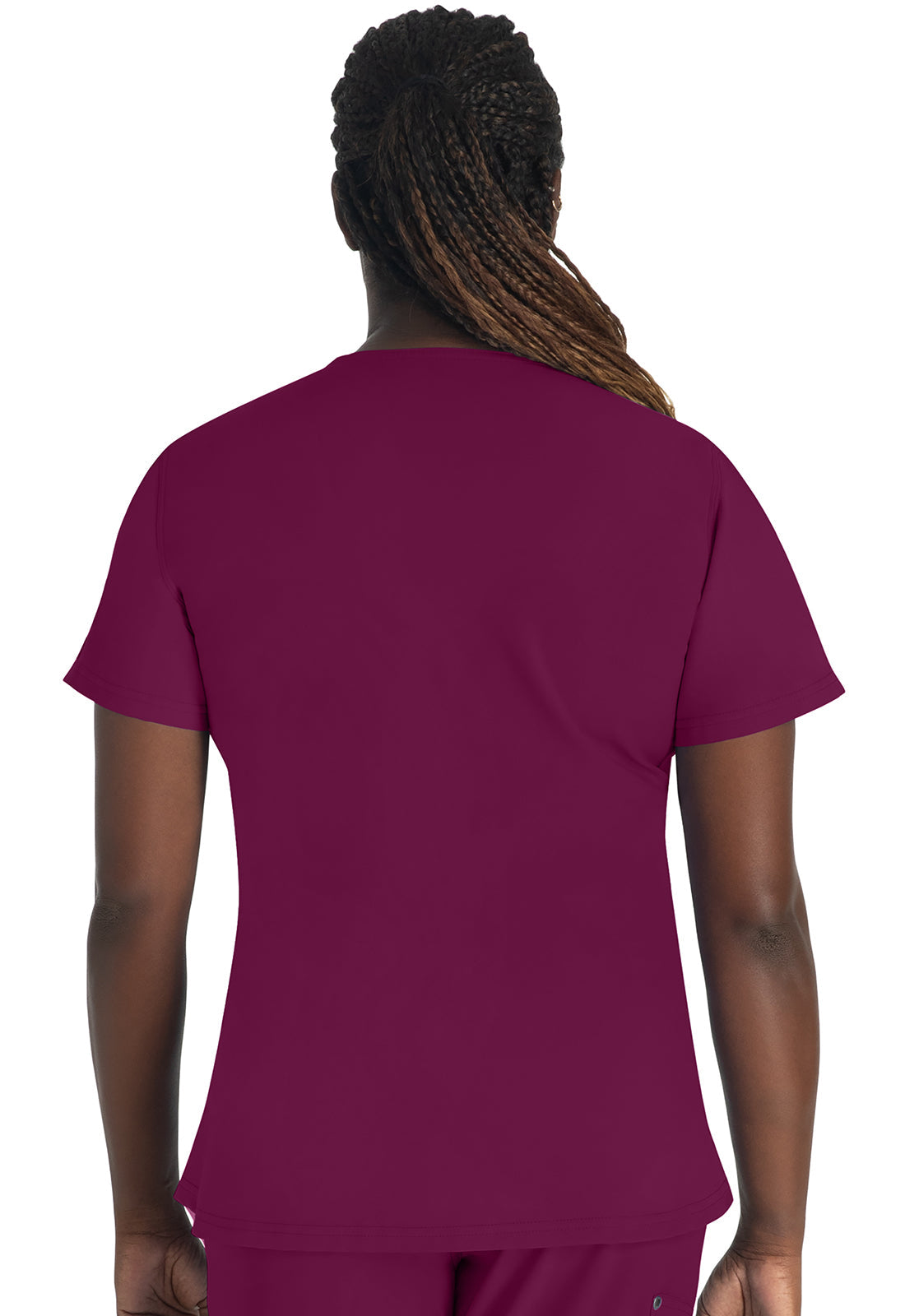 Women's Round Neck Henley Top - Wine