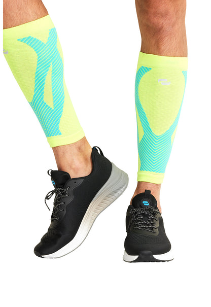 Unisex Calf Sleeve 10-15 mmHg Compression - Hyper Yellow/Turquoise