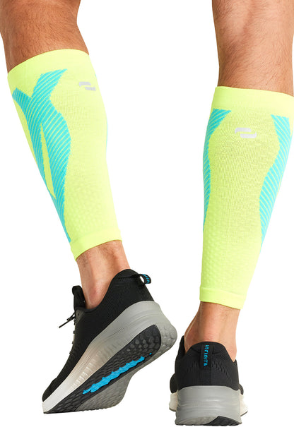 Unisex Calf Sleeve 10-15 mmHg Compression - Hyper Yellow/Turquoise