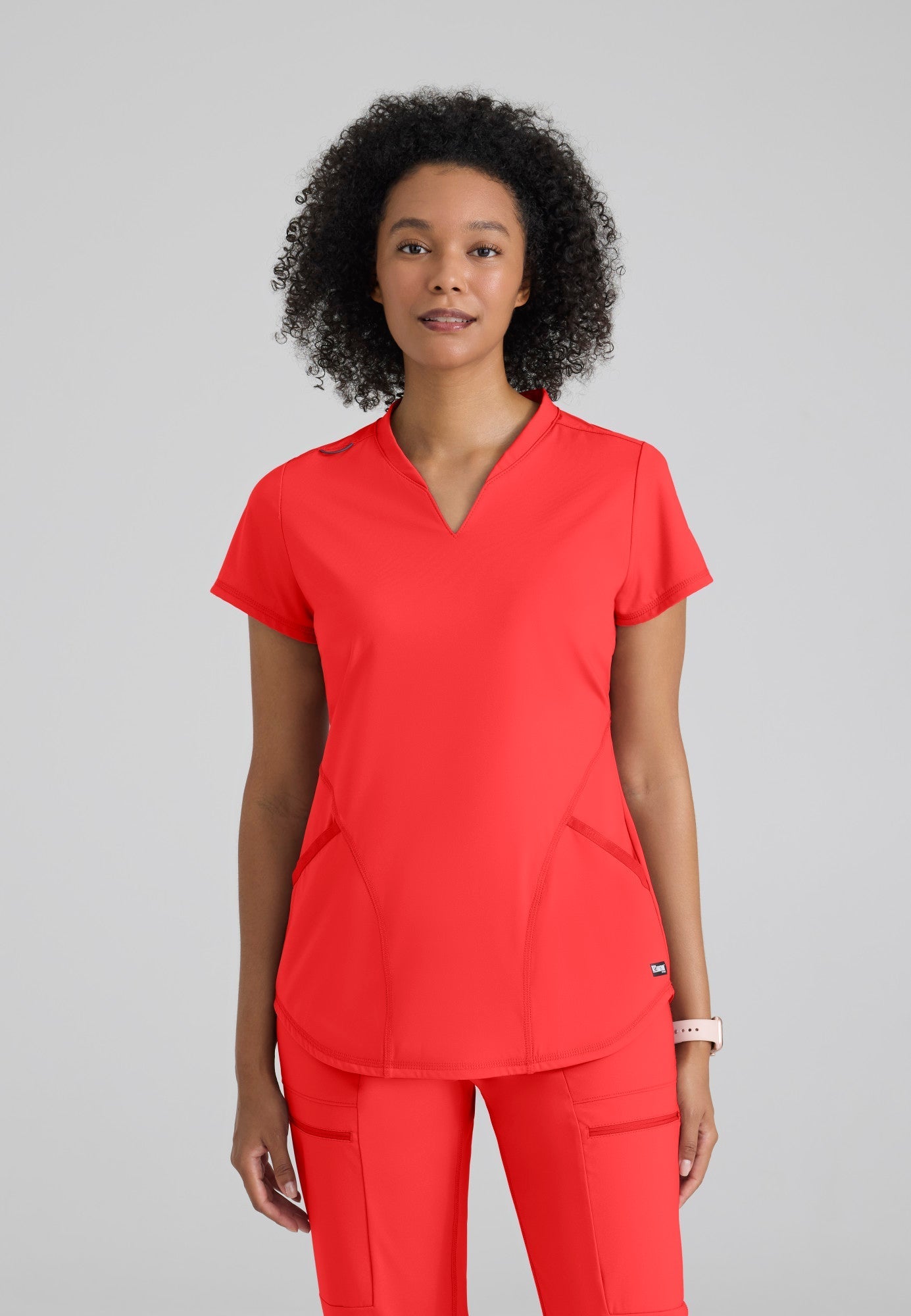 Define Knit Top - Radiant Coral - Jen's Scrubs