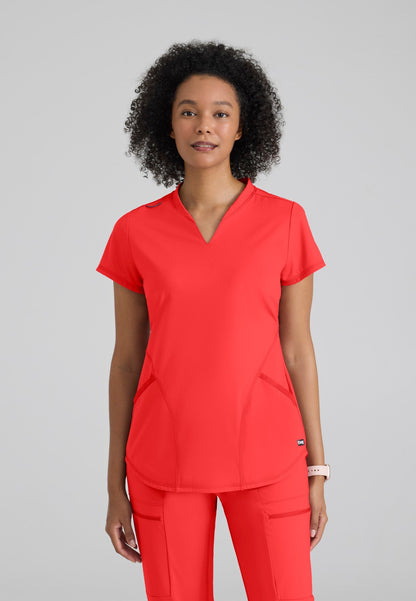 Define Knit Top - Radiant Coral - Jen's Scrubs