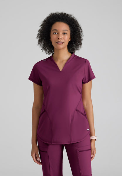 Define Knit Top - Wine - Jen's Scrubs