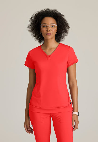 Motivate Knit Top - Radiant Coral - Jen's Scrubs