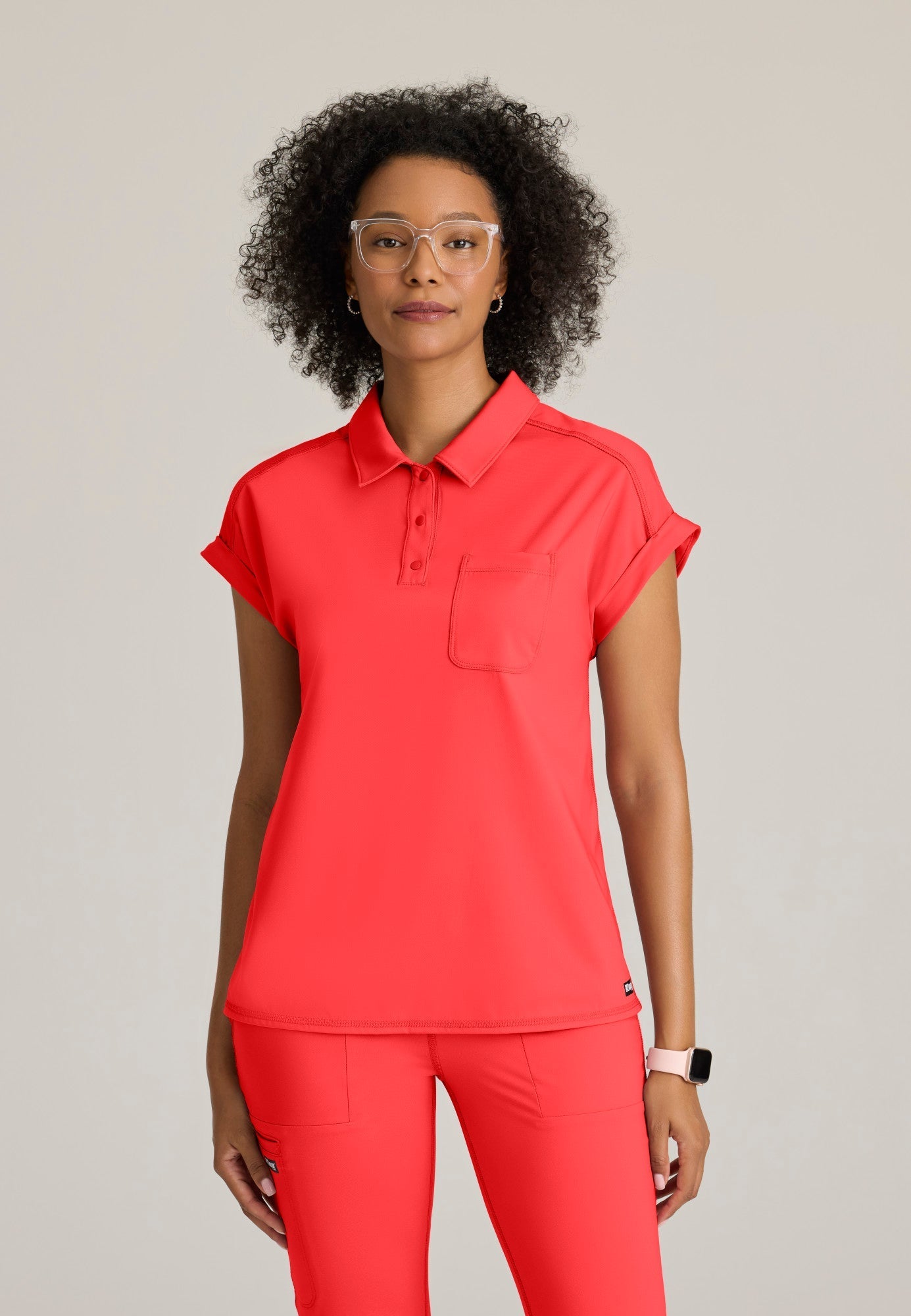 Renew Knit Top - Radiant Coral - Jen's Scrubs