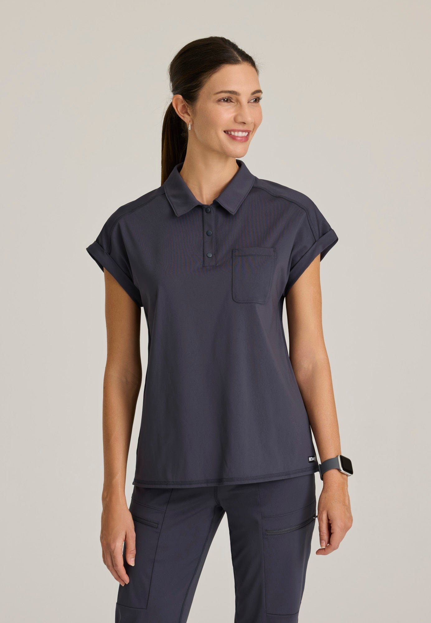 Renew Knit Top - Steel - Jen's Scrubs