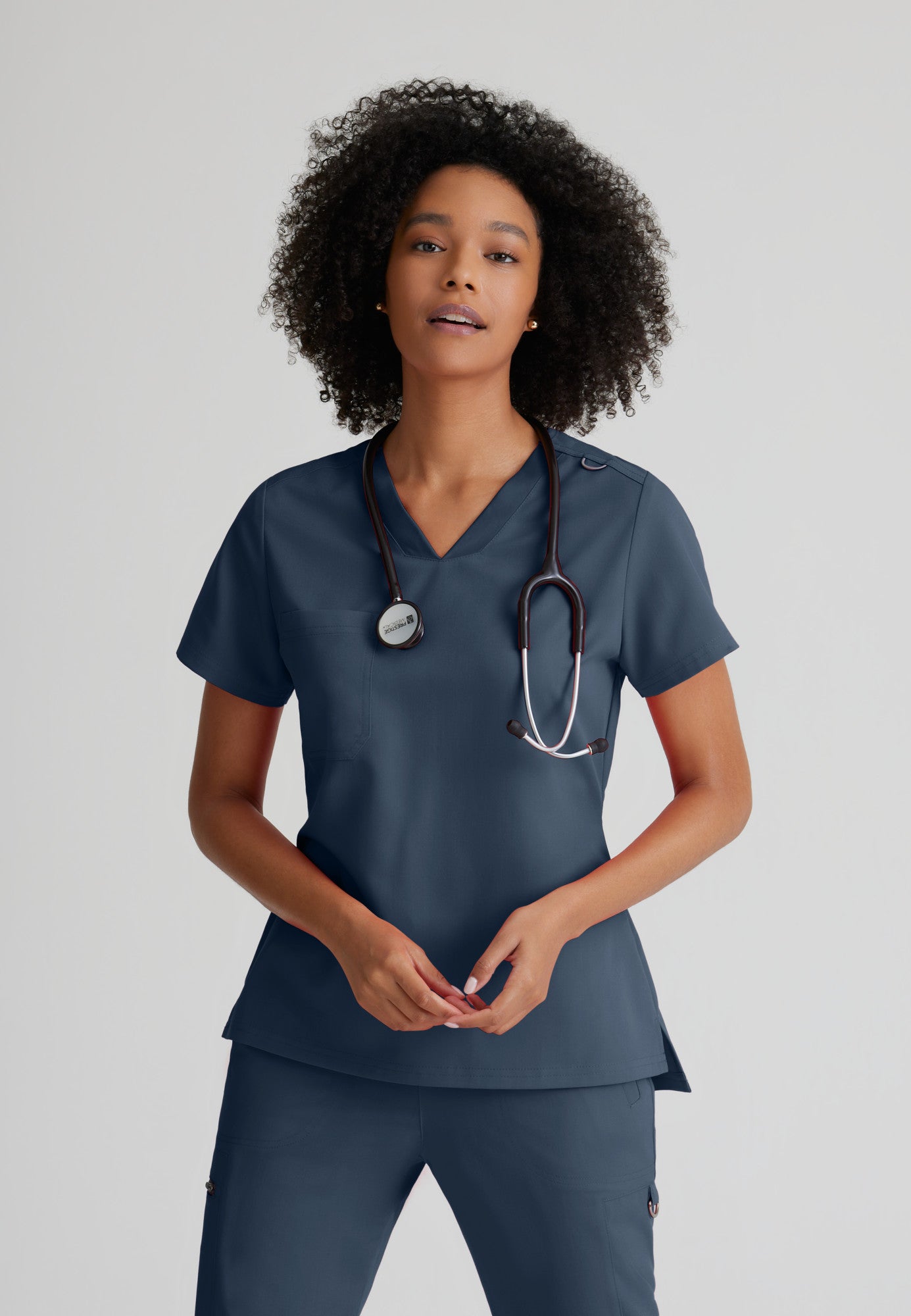 Bree Tuck-in Top - Steel - Jen's Scrubs