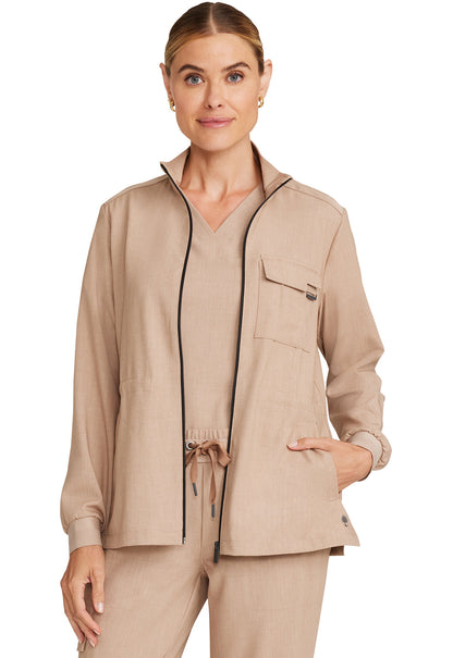 Women's Women's Zip Front Utility Jacket - Desert Taupe