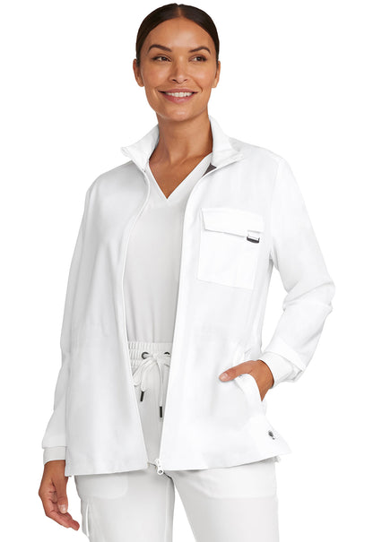 Women's Women's Zip Front Utility Jacket - White Gardenia