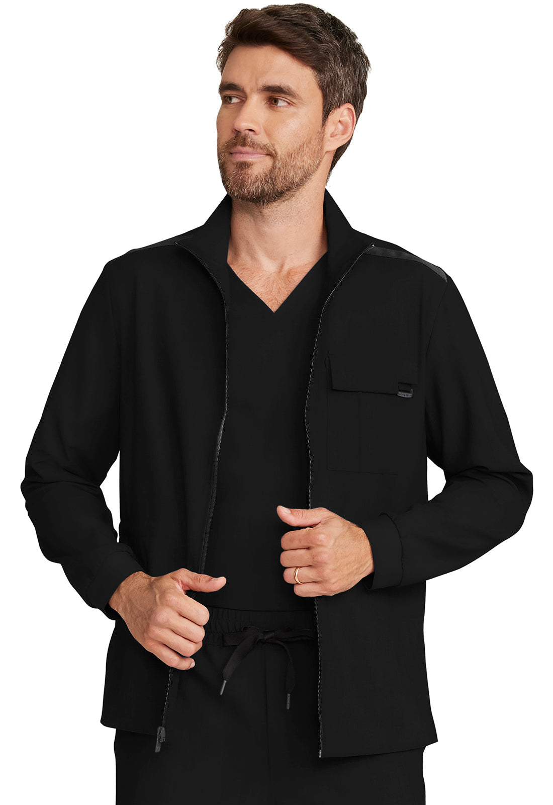 Men's Men's Zip Front Utility Jacket - Black