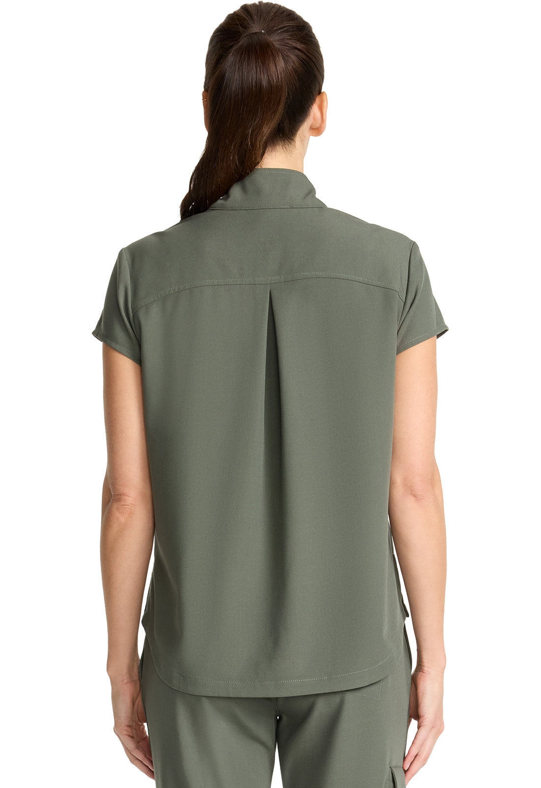 Women's Women's Partial Zip Stand Collar Top - Olive