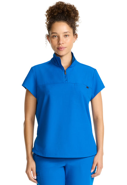 Women's Women's Partial Zip Stand Collar Top - Royal