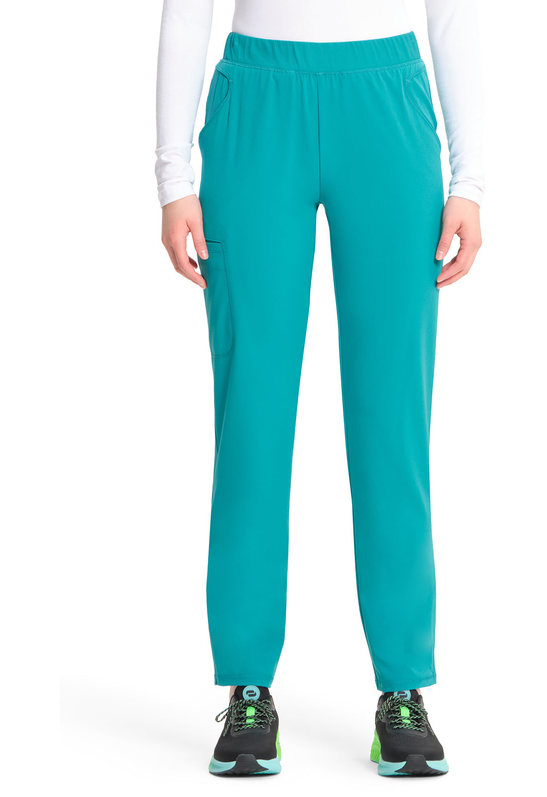 Women's Mid Rise Pull-on Tapered Leg Cargo Pant  - Teal Blue
