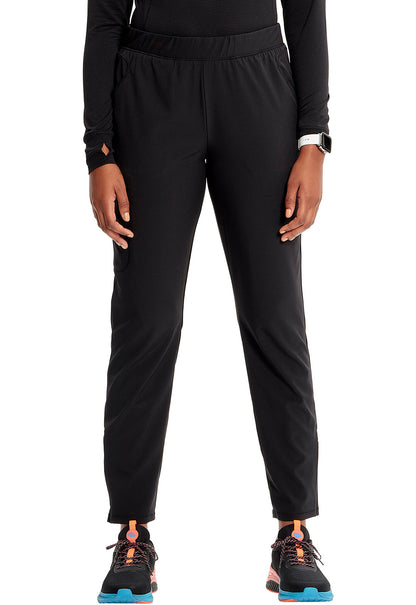 Women's Mid Rise Pull-on Tapered Leg Cargo Pant  - Black
