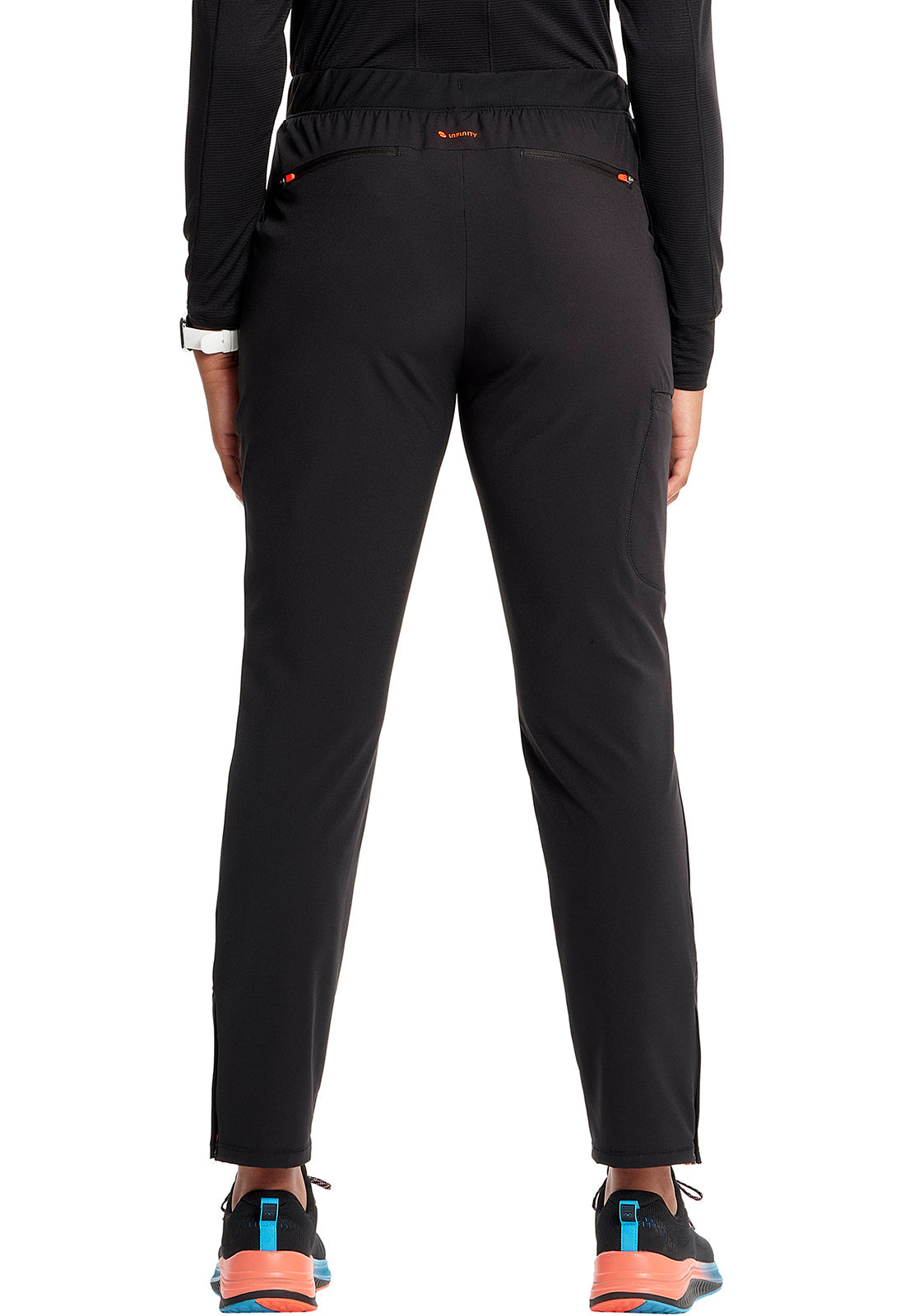 Women's Mid Rise Pull-on Tapered Leg Cargo Pant  - Black