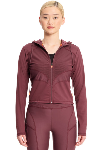 Women's Mesh Zip Front Crop Jacket - Plum Velvet