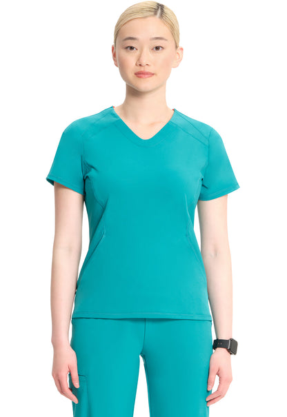 Women's V-Neck Top - Teal Blue