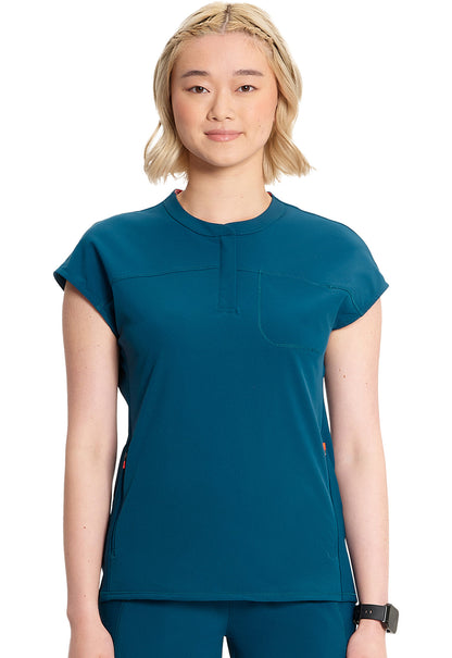 Women's Henley Top - Caribbean Blue